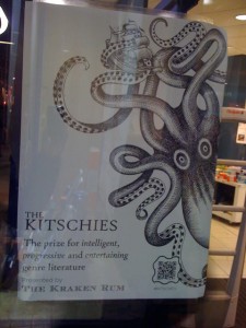 The poster advertising the Kitschies' steampunk evening, featuring a giant squid logo