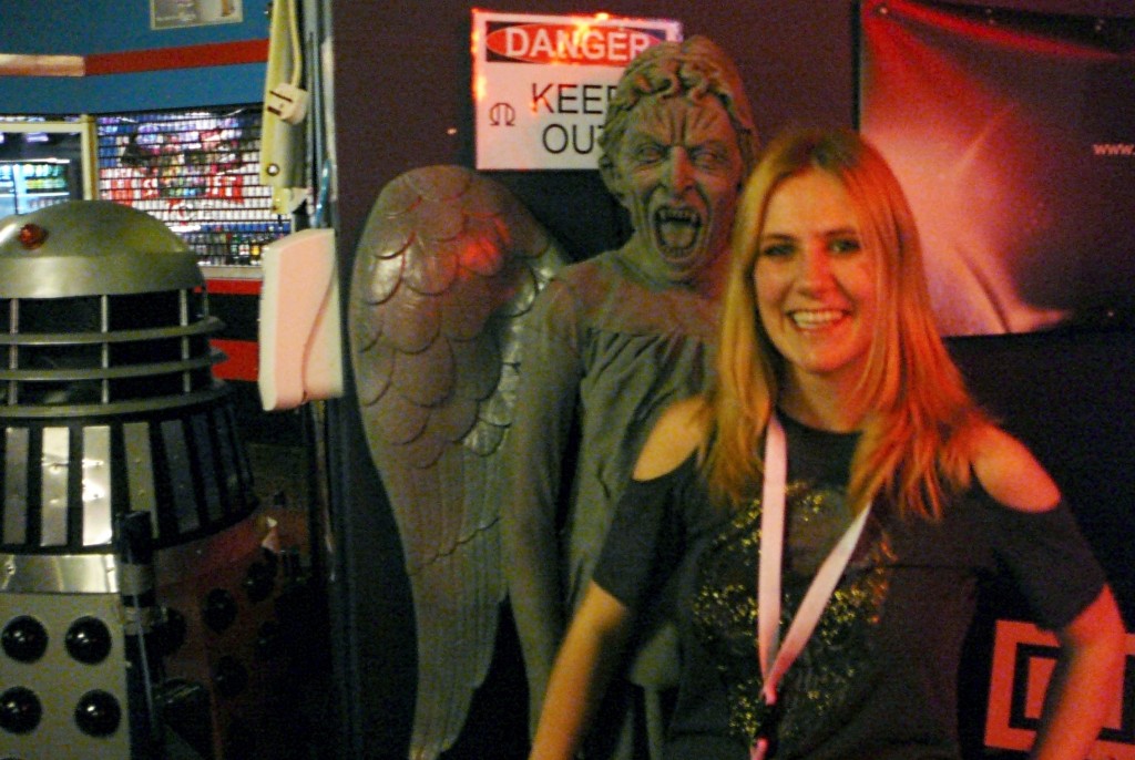 Orbit's Jenni Hill with one of Dr Who's uber-scary Weeping Angels. Fortunately, this one didn't come to life after the photo was taken!