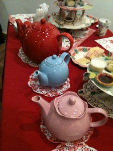 Teapots at a Foyles event for Gail Carriger, author of the Parasol Protectorate steampunk urban fantasy series