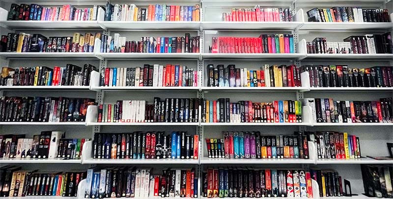 A shelf of Orbit Books